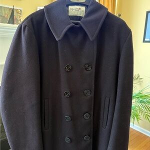 Men's Double-Breasted Black Wool Peacoat by Rhapsody